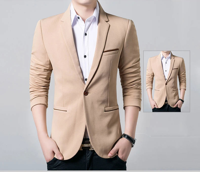 5XL-M Brand Mens Casual Blazers Spring Autumn Fashion Slim Fit Suit Jacket Single Breasted Business Office Social Blazers Hommes