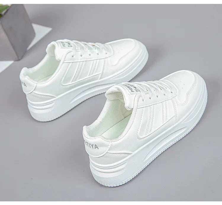 Thick sole white shoes Trendy flat shoes for women Comfortable, breathable vulcanized  2024 new sneakers  woman designer shoes