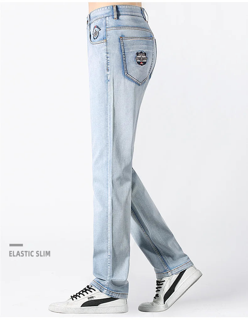 Bruce&Shark 2024 New Summer Men's Jeans Stretch Cotton Straight Leg Jeans for Men Casual Fashion Denim Jeans man pants  8517