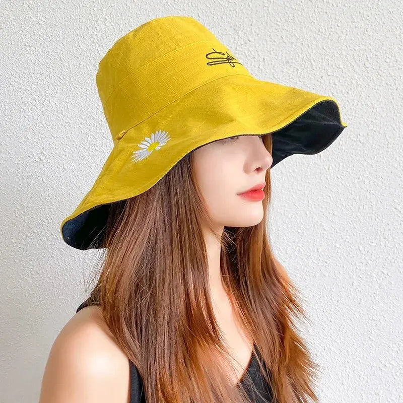 Summer 2024 New Sunshade And Sunscreen Bucket Hat Korean Version Large Brim Outdoor Fashion Neck Hat