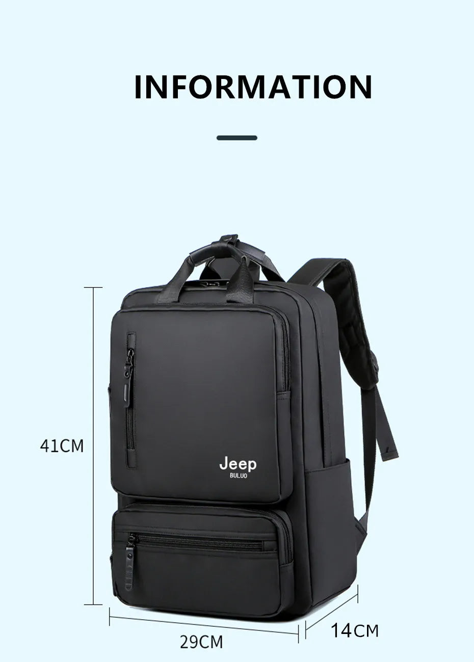 JEEP BULUO Trend Casual High Capacity Feature Backpack Computer New Men's Bag 15 inches Laptop Travel Nylon Bags For Man