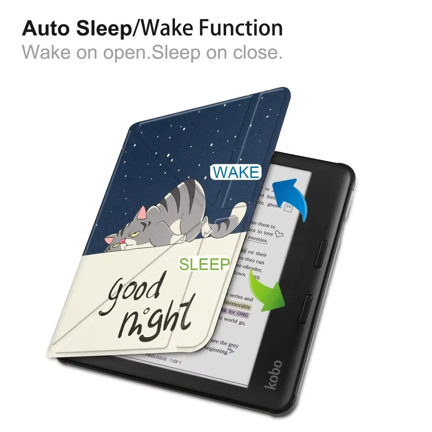 Auto Sleep/Wake For Funda Kobo Libra Colour 7" eBook Case Smart Magnetic Cover with Soft TPU Back Shell