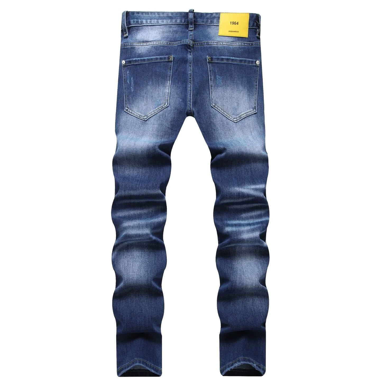 2024 New Spot   Foreign Trade Brand Blue Simple Cat Beard Scratched Street Trend Fashion Men's Slim fit Pants