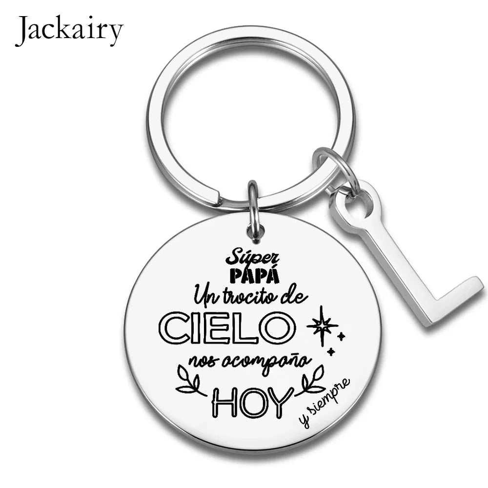 Spanish Súper Papá Gift Wedding Bouquet Keychain Un Trocito De Cielo Nos Acompana Hoy Pendant Necklace Wedding Gifts for Him Her