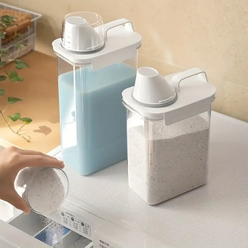 Airtight Laundry Detergent Dispenser Powder Storage Box Clear Washing Powder Liquid Container with Lids Jar