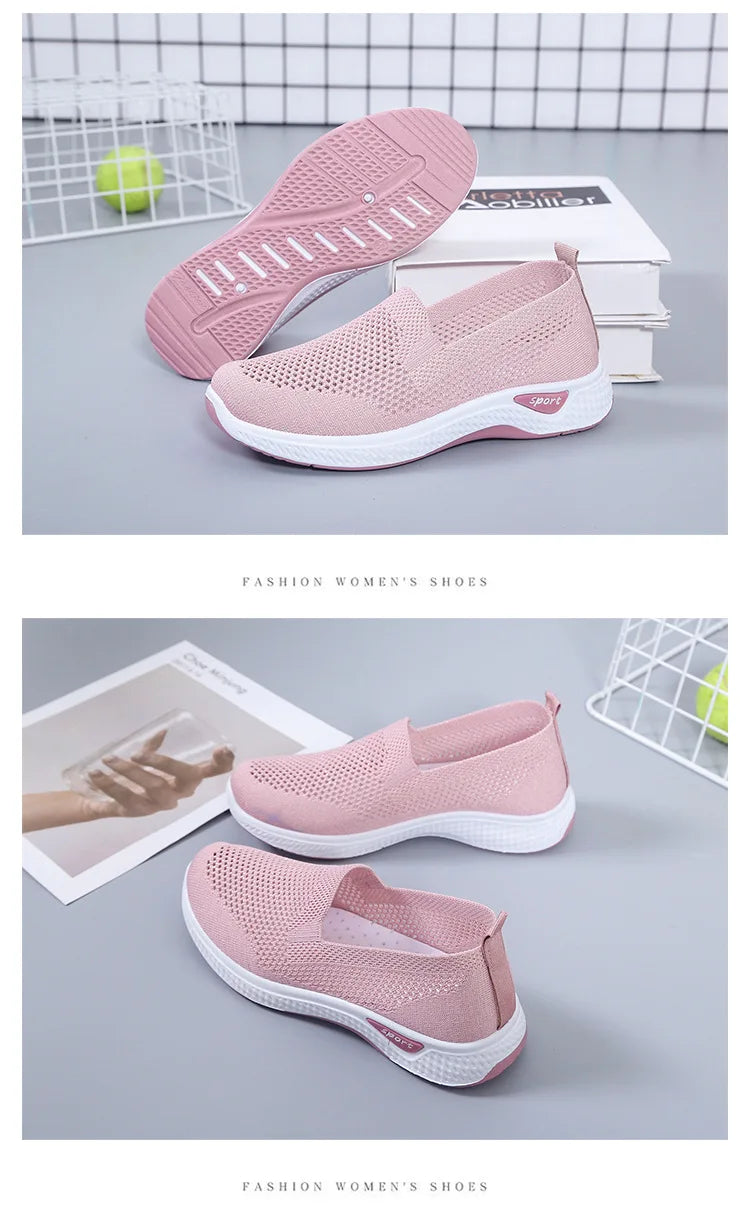 Women's Shoes Summer Comfort Plus Size Ladies Mesh Breathable Sneaker Socks Women Light Casual Sports Shoes Flat Women Loafers