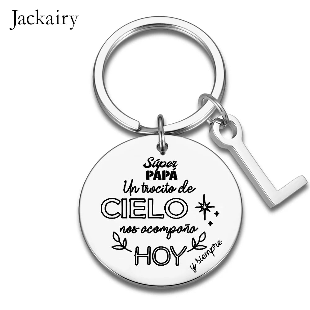 Spanish Súper Papá Gift Wedding Bouquet Keychain Un Trocito De Cielo Nos Acompana Hoy Pendant Necklace Wedding Gifts for Him Her