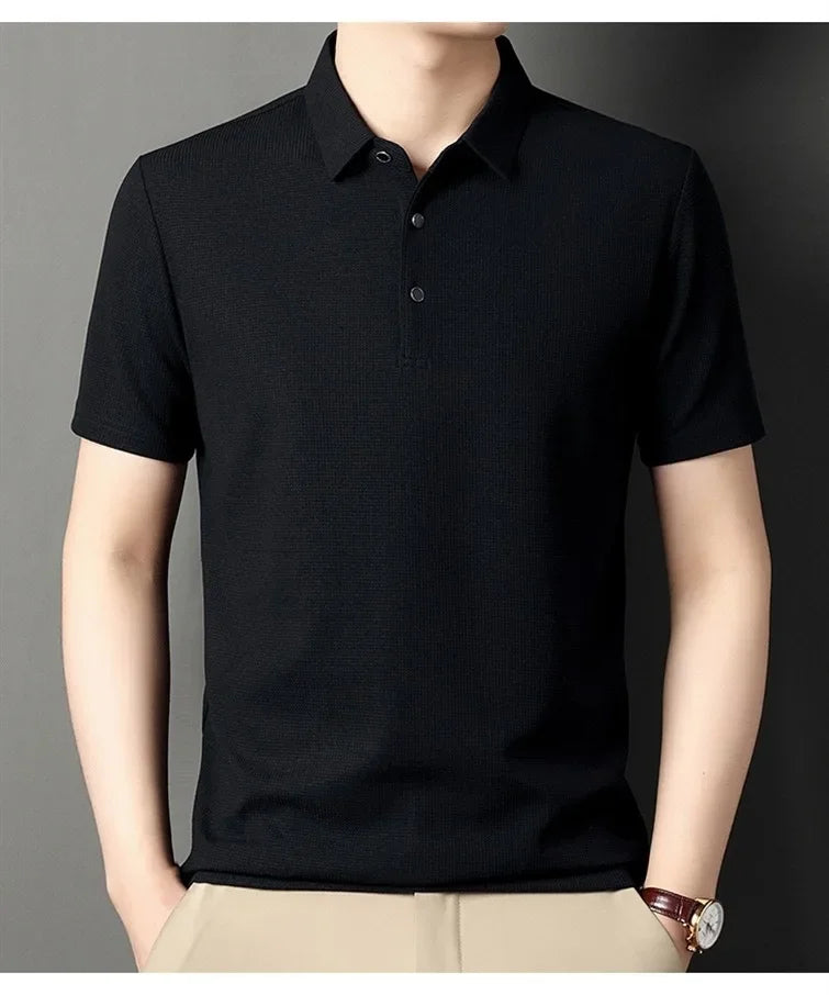 7 Colors Men's Short Sleeved Lapel Polo Shirt  Loose Fitting Men's Trendy Top Summer Solid Color T-shirt