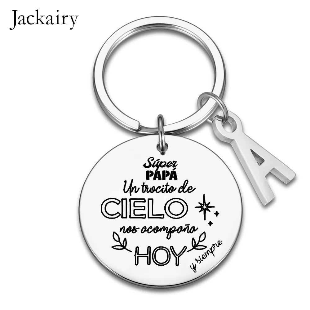 Spanish Súper Papá Gift Wedding Bouquet Keychain Un Trocito De Cielo Nos Acompana Hoy Pendant Necklace Wedding Gifts for Him Her