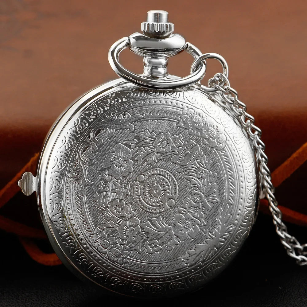 Exquisite Small Hourglass Silver Men's and Women's Quartz Pocket Watch Retro Fashion Necklace Pendant Student Festival Gift