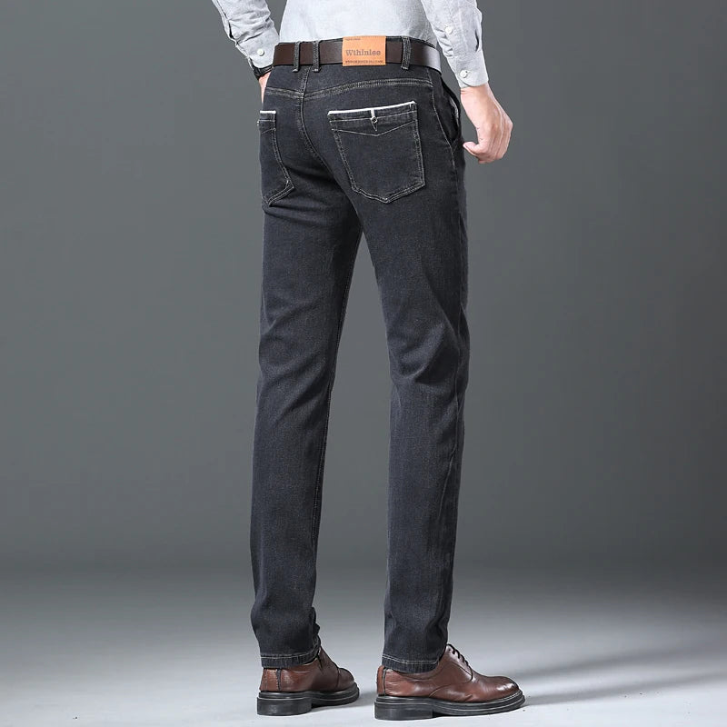 2024 Spring Autumn Men's Stretch Straight Fit Jeans Men's Denim Pants Brand New Style Trousers Mens Wear