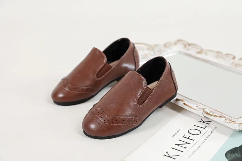 AS New Kids Shoes Children Leather Shoes Baby Girls Shoes Toddler Fashion Brown Flats Boys Moccasin Slip On Loafers Mary Jane