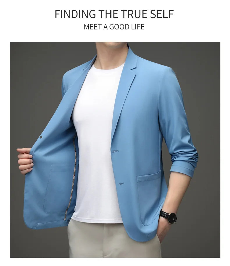 Chic & Sleek: Summer Slim-Fit Casual Suit Jacket for Fashion-Forward Style - Thin for Summer,UV Protection，Business Leisure