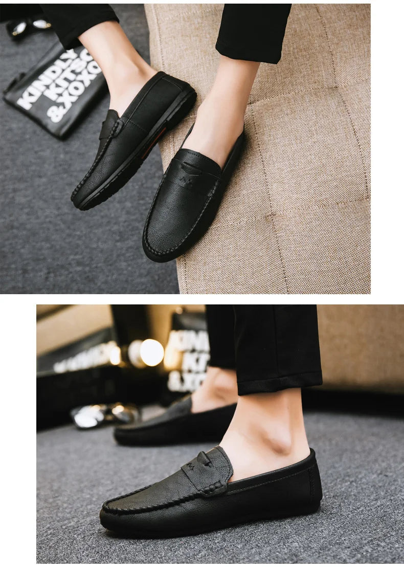 Shose Men Casual Leather Boat Shoes Male Walking New Breathable Summer Lazy Driving Soft Soles Men's Loafers Sapatillas Hombre