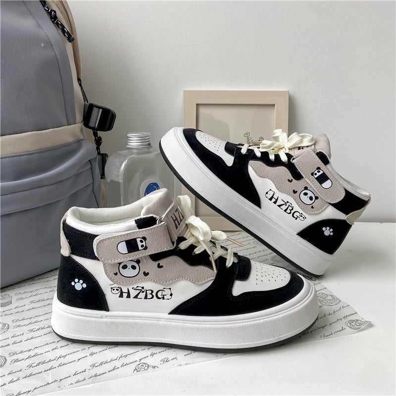 Autumn Winter High Top Sneakers Women Panda Sneakers for Teenage Girls Cute Womens Sports Shoes Kawaii Luxury Trend Ladies Shoes