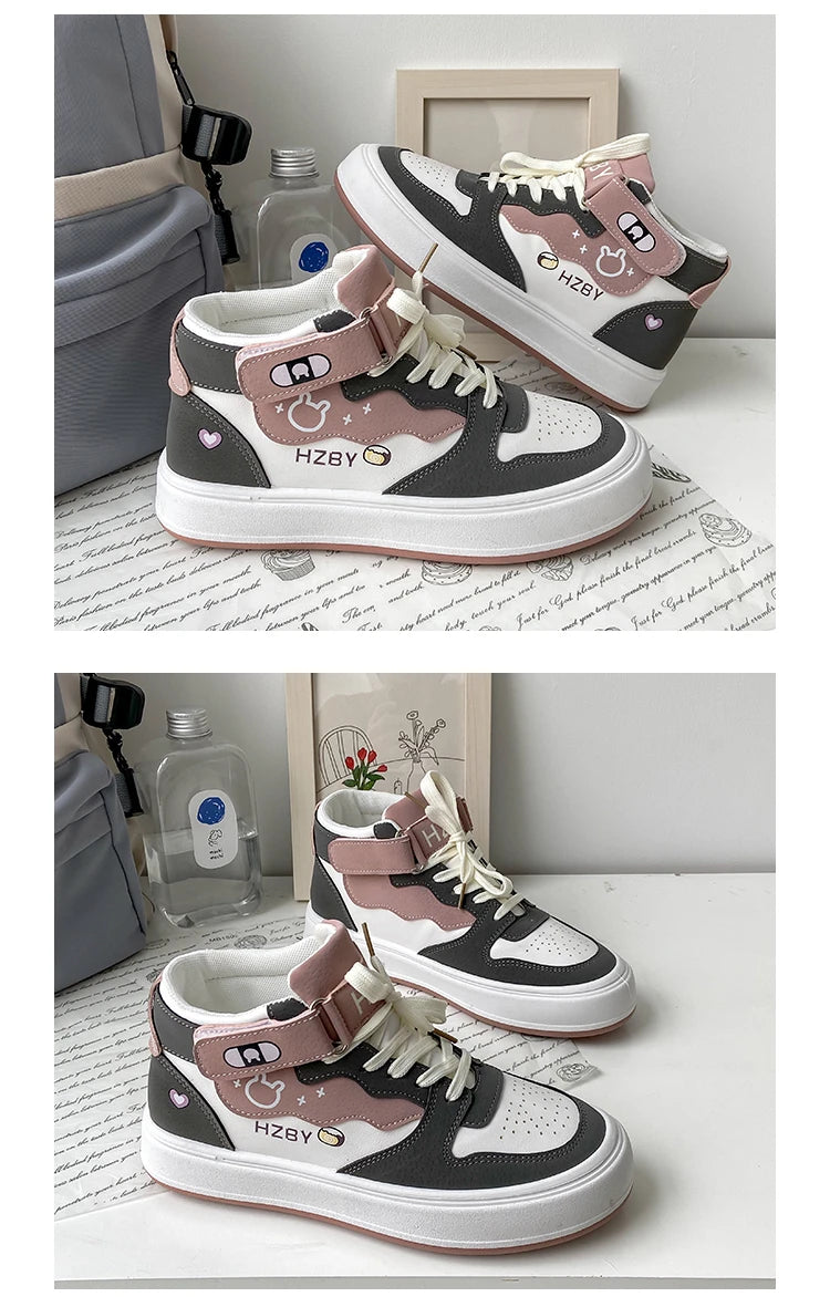 Autumn Winter High Top Sneakers Women Panda Sneakers for Teenage Girls Cute Womens Sports Shoes Kawaii Luxury Trend Ladies Shoes