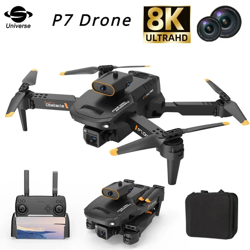 New P7 Drone HD Quadcopter with Dual Camera for Anti Wind Aerial Photography 360 Obstacle Avoidance  RC Toys Gift