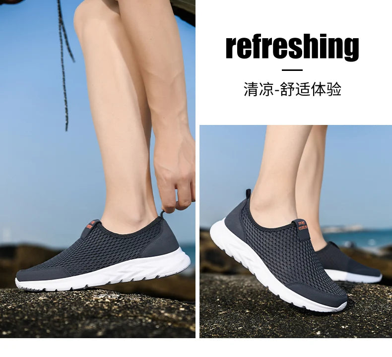 New Men's Shoes Water Running Breathable Mesh Men's Outdoor Beach Swimming Barefoot Flat Bottom Summer Sports Shoes