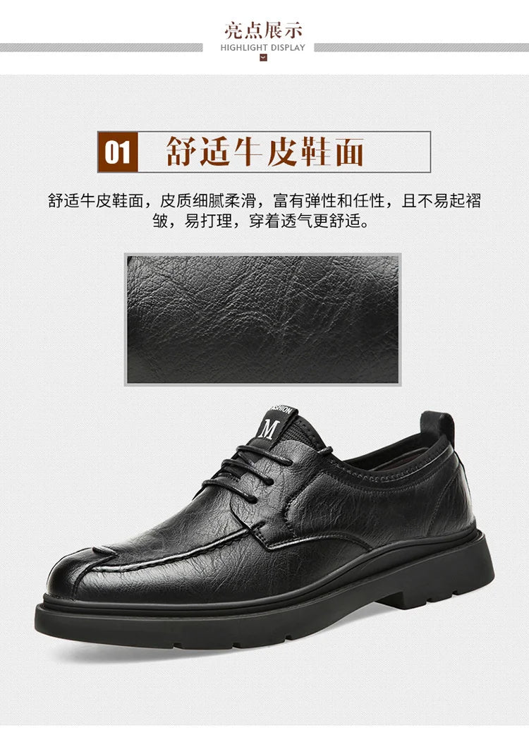 Autumn New Business Men's Casual Shoes Walking Male GENUINE LEATHER Fashionable shose Men Lace Up Breathable 2022 Summer