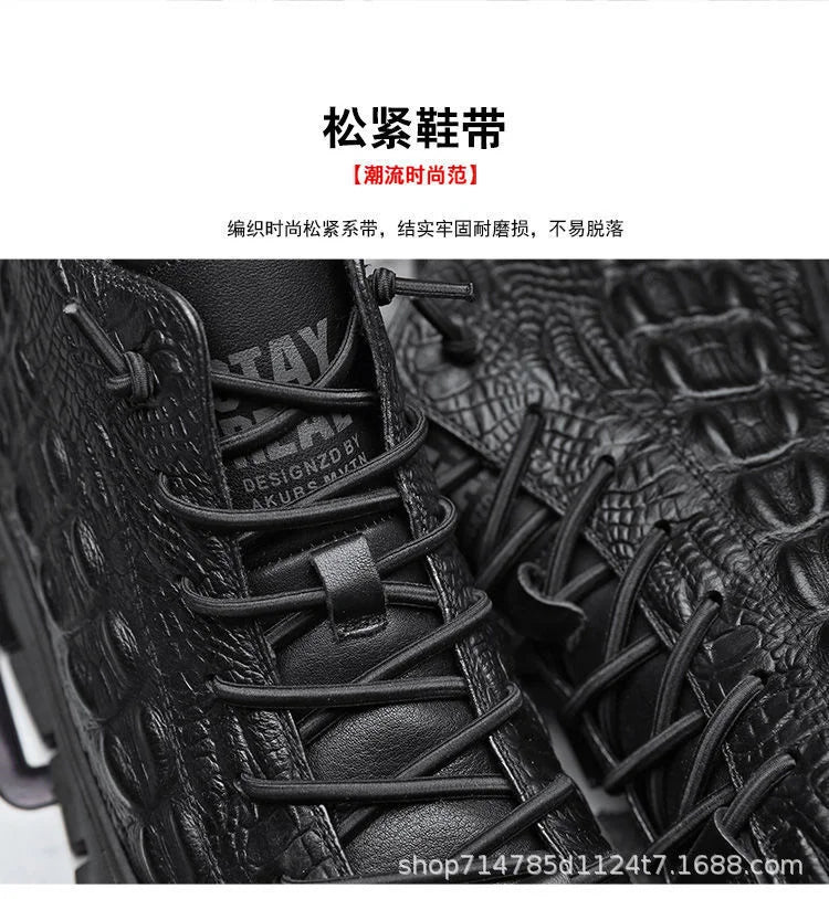 Autumn Shose Men Casual Tennis Sports Shoes 2022 New Boots Crocodile Pattern Styles Cotton Warm Korean High Sapatillas Hombre