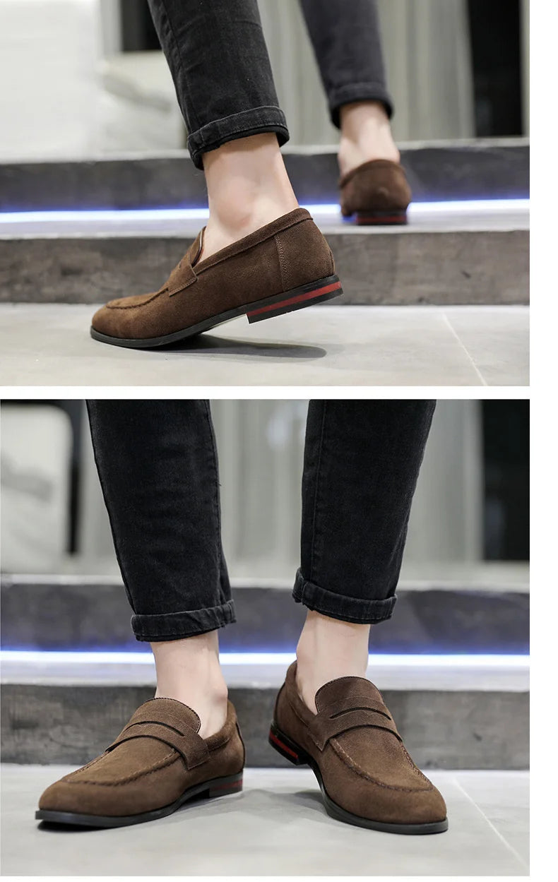 2023 Shose Men Casual Shoes Breathable Comfortable Flat Korean Fashion Lazy Frosted Leather Masculino Adulto Fashion Flat