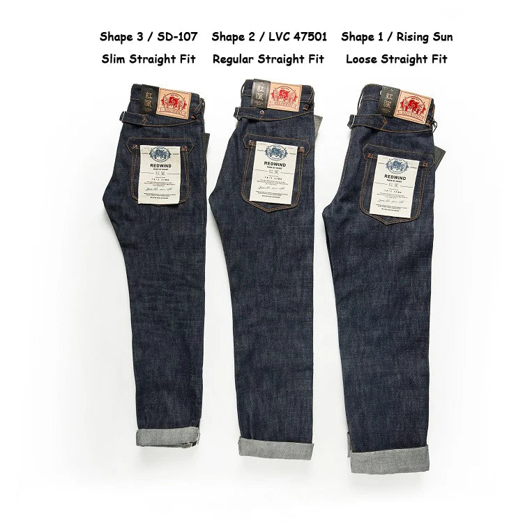 Red Tornado Men's Blacksmith Jeans Raw Selvage Denim Back-Buckle Pants 3 Types