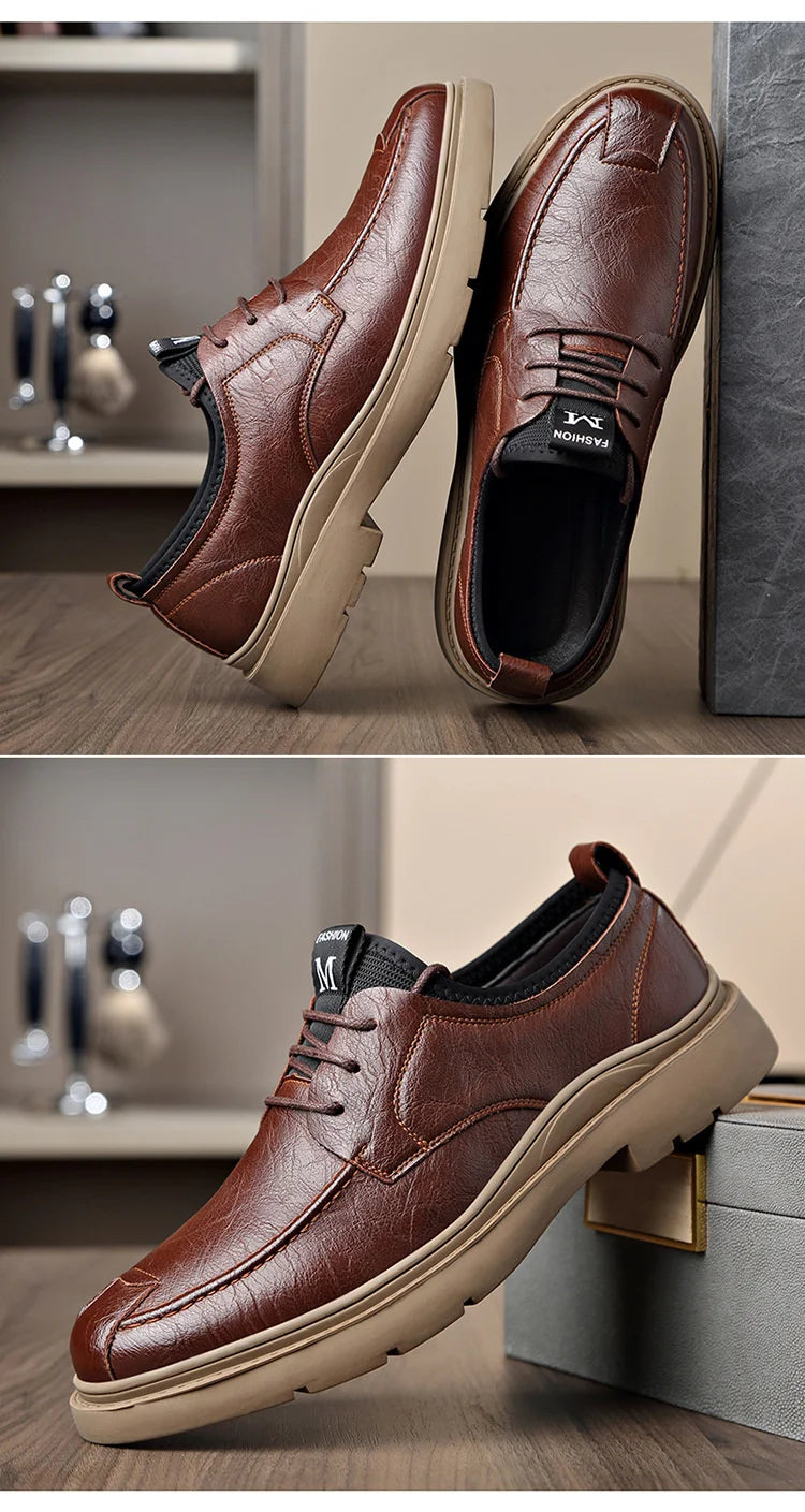 Autumn New Business Men's Casual Shoes Walking Male GENUINE LEATHER Fashionable shose Men Lace Up Breathable 2022 Summer