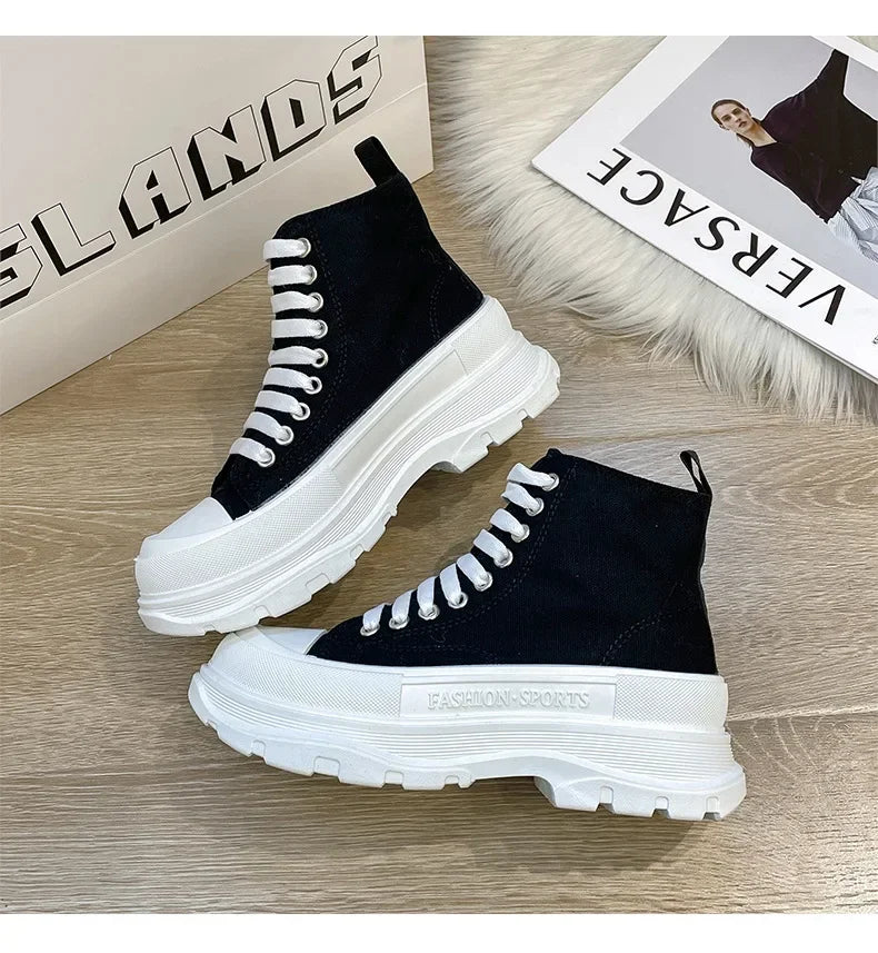 Hip Hop Platform Women's Shoes Models 2024 High Top Shoes Big Size Long Boots Sneakers Sports Athlete High-tech Shoses