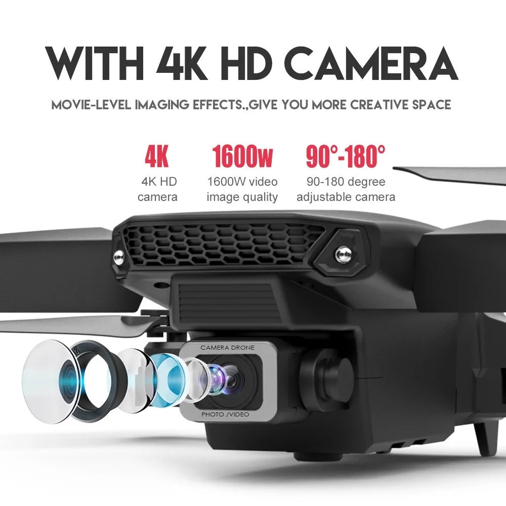 XIAOMI Professional Drone E88 4K Wide-Angle HD 1080P Camera WiFi FPV Height Hold Foldable RC Drone Quadrotor Helicopter Toys New