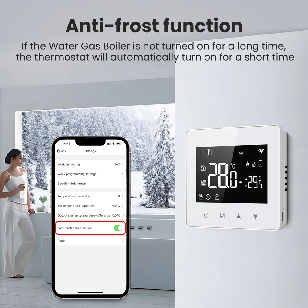 AVATTO Tuya WiFi/ZigBee Smart Thermostat,Low Power Battery Water Gas Boiler Temperature Controller For Alexa Google Home Alice