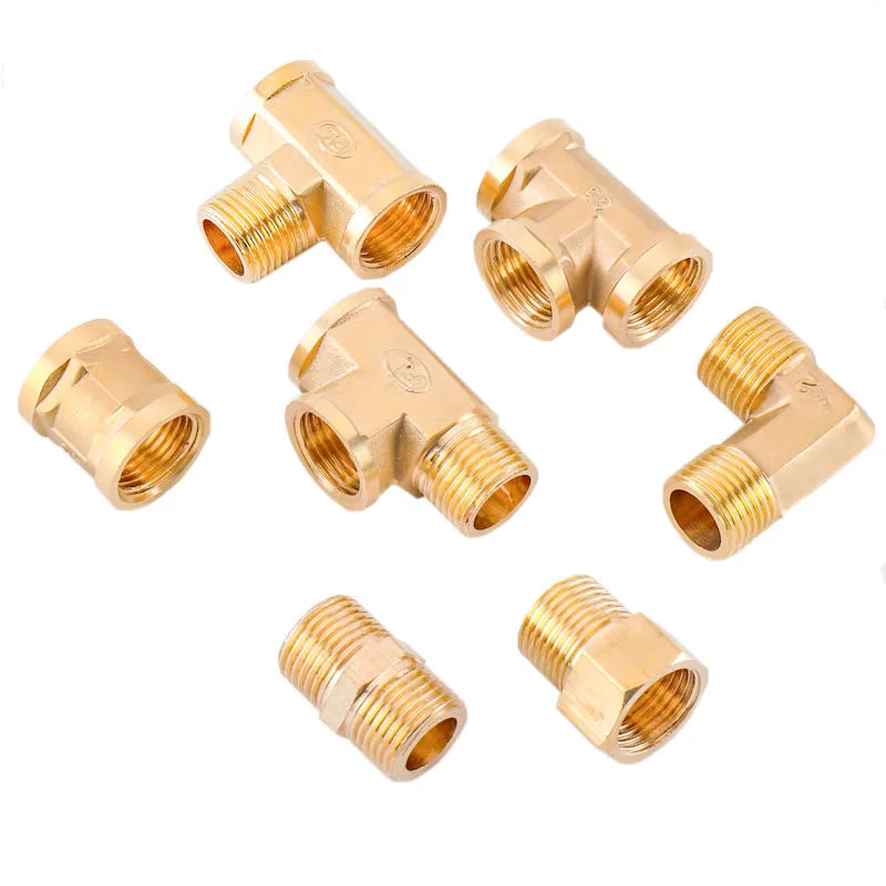 Pneumatic Plumbing Brass Pipe Fitting Male/Female Thread 1/8" 1/4" 3/8" 1/2" BSP Tee Type Copper Fittings Water Oil Gas Adapter