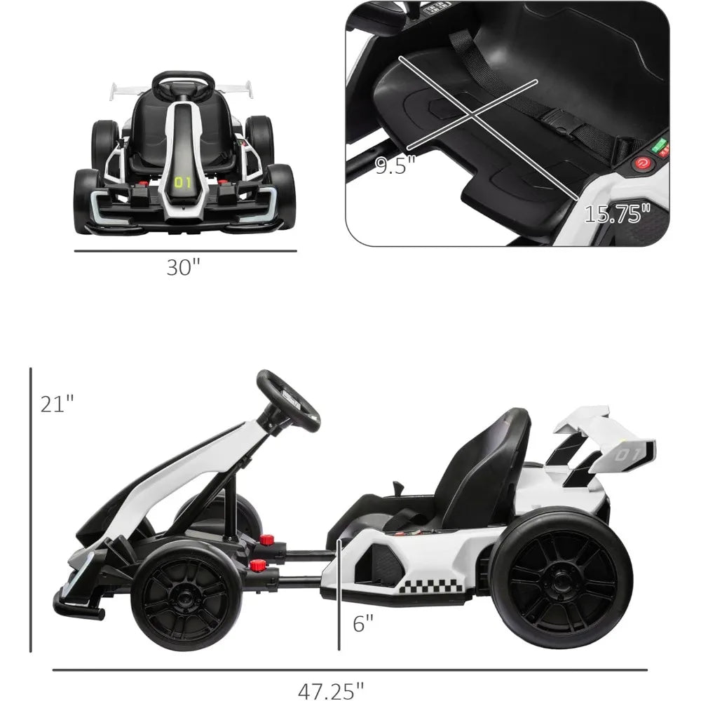 Electric Go Kart with Adjustable Seat, 24V 7.5 Drifting Car Battery Powered Ride on Toy Outdoor with Slow Start, Button Start