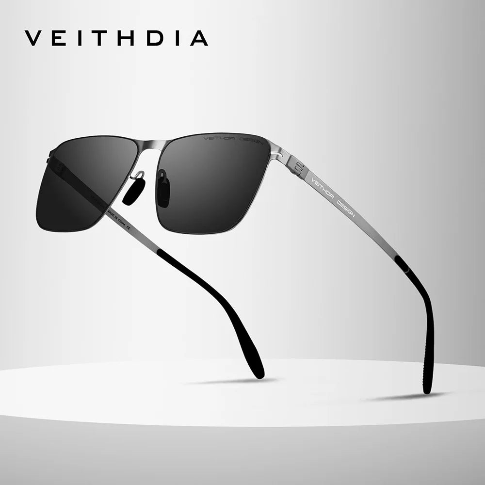 VEITHDIA Brand Men's Sunglasses Square Stainless Steel High-Definition Nylon Lenses Polarized Glasses With UV400 Protection 8210