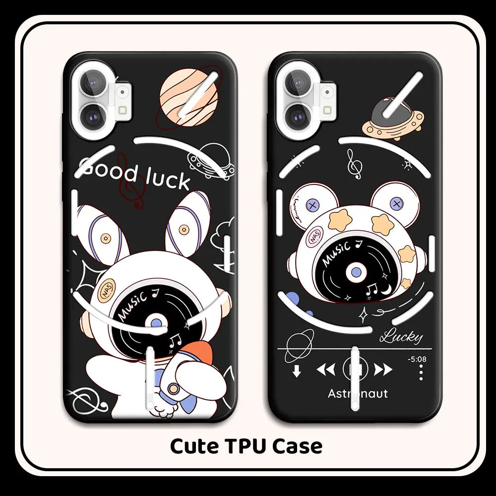 For Nothing Phone 2 1 2A Case For Phone1 One (1) Phone2 Phone 2a Black Phone Cases Graffiti Love Heart Astronaut Silicone Cover