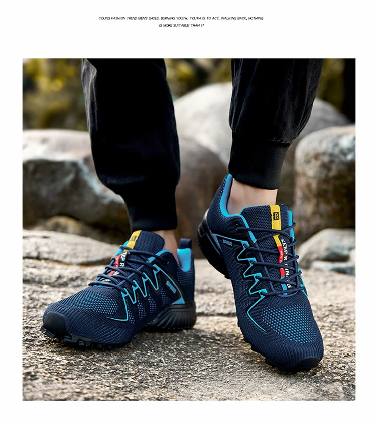 2024 New Men Running shoes Outdoor Breathable Anti-skid Wear-resistant Lace-up Sneakers Male Jogging Training Travel Sport Shoes