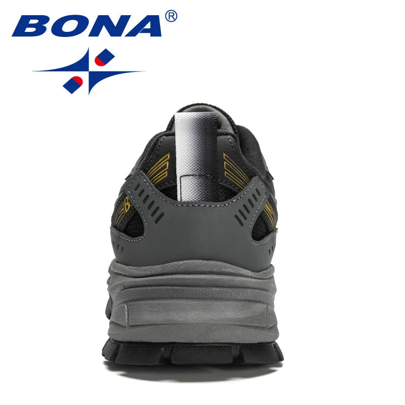 BONA 2023 New Designers Action Leather Mesh Jogging Shoes Men Breathable Running Shoes Walking Sports Sneakers Athletic Trainers