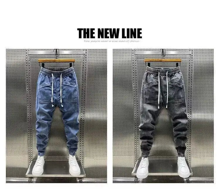 Fashion 2024 New Spring Autumn Loose Men's Drawstring Polar Big Boy Jeans Denim Jeans Casual Elastic Waist Yk2 Streetwear Pants