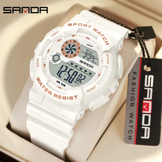 SANDA G Style Fashion Women Sport Watches Alarm Clock Waterproof Stopwatch LED Digital Women Electronics Chronograph Wrist Watch