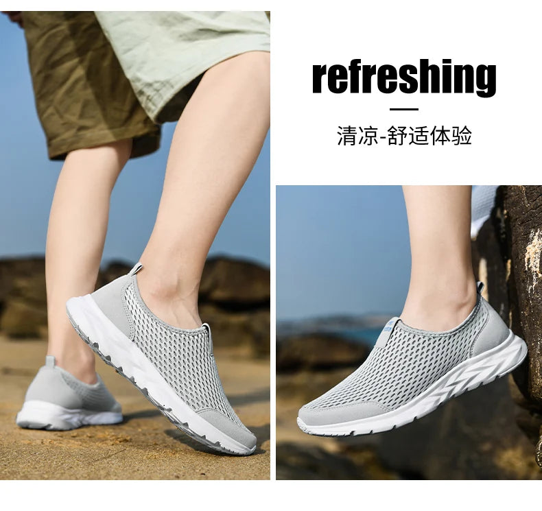 New Men's Shoes Water Running Breathable Mesh Men's Outdoor Beach Swimming Barefoot Flat Bottom Summer Sports Shoes