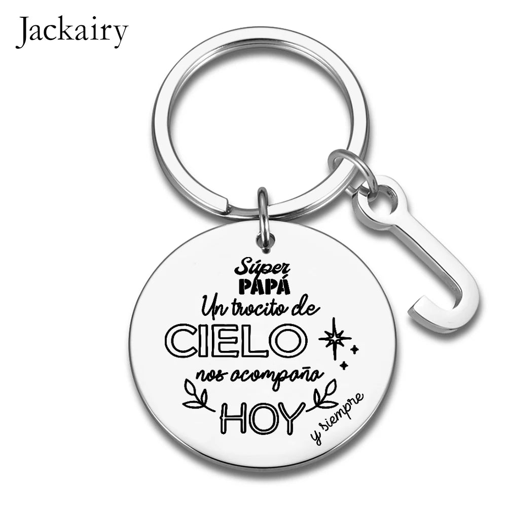 Spanish Súper Papá Gift Wedding Bouquet Keychain Un Trocito De Cielo Nos Acompana Hoy Pendant Necklace Wedding Gifts for Him Her