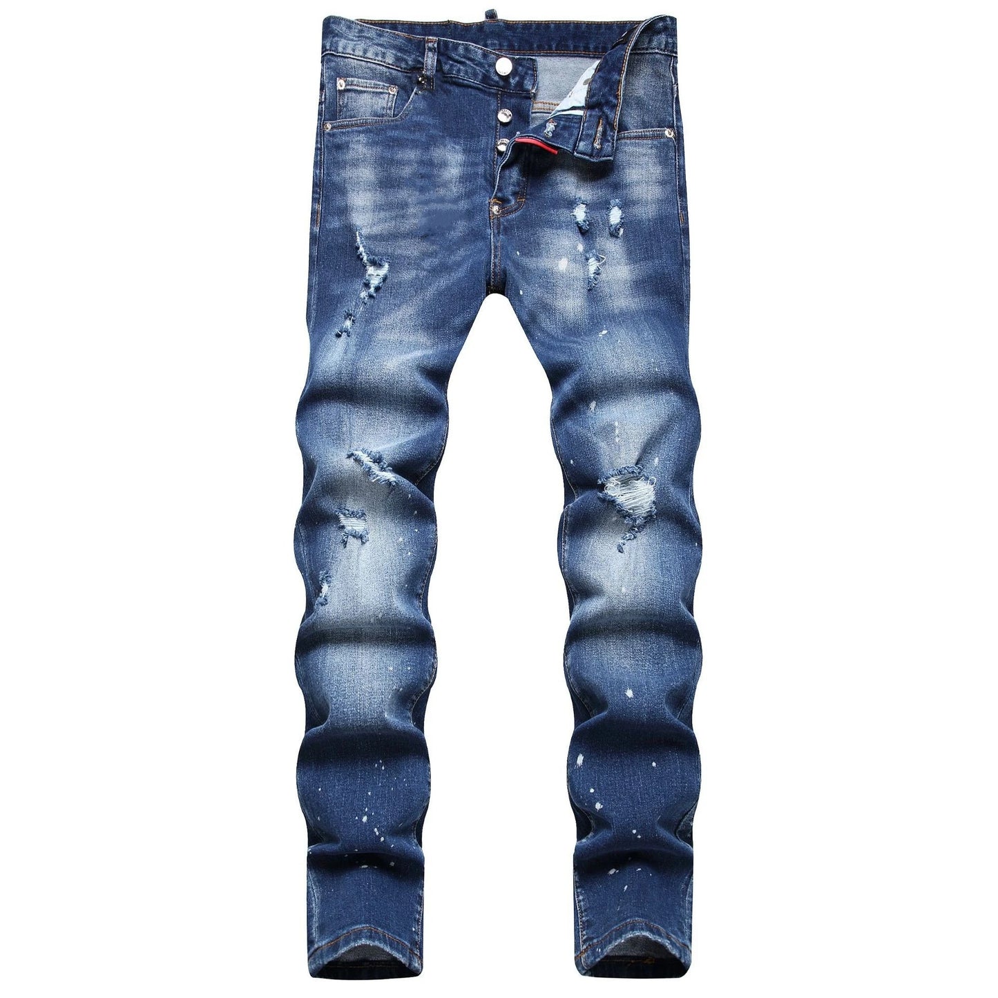 Y2k Mens Jeans New Men's Ripped Jeans Luxury Men Skinny Jeans Light Blue Holes Pants Quality Male Stretch Slim Fashion Trousers