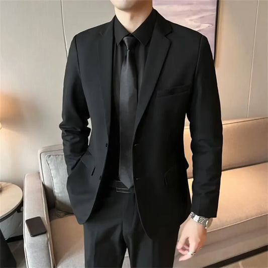 Men's Western-style Suit Korean Version Wedding Formal Gowns Slimming Business Casual Jacket Elegant Groom Tuxedo