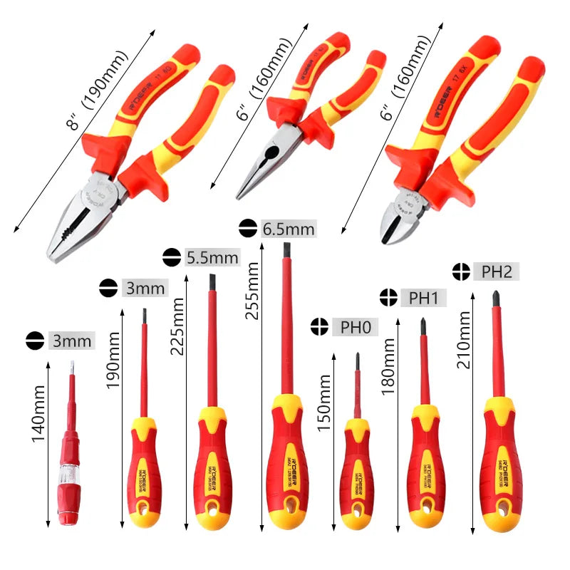 7PC Insulated Screwdriver Set Magnetic Screw Driver Phillips Slotted Holder 1000V Electrician Repair Pliers Tool Parts Hand Tool