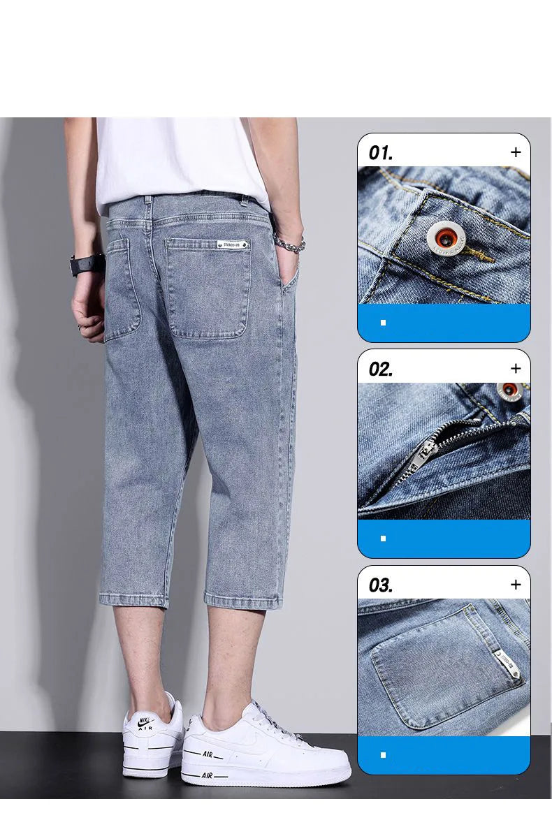 Seven Denim Shorts Men'S Summer Thin Loose Casual Straight Pants Fashion Men'S Travel Office Versatile 7 Jeans Jeans A3398