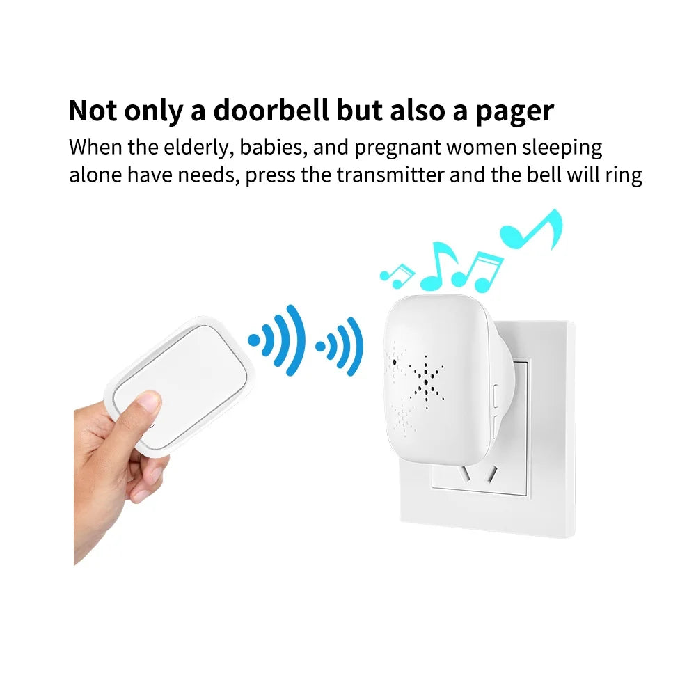 RF433MHz No Battery Homehold Wireless Self-Powered Waterproof Door Bell 150M Range Large Volume Remote Control Kinetic Doorbell