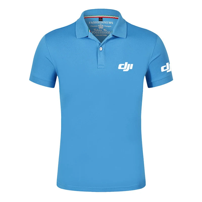 New Dji Professional Pilot Drone Men's New Summer Hot Breathable Polo Shirts Printing Short Sleeve Comfortable Tops