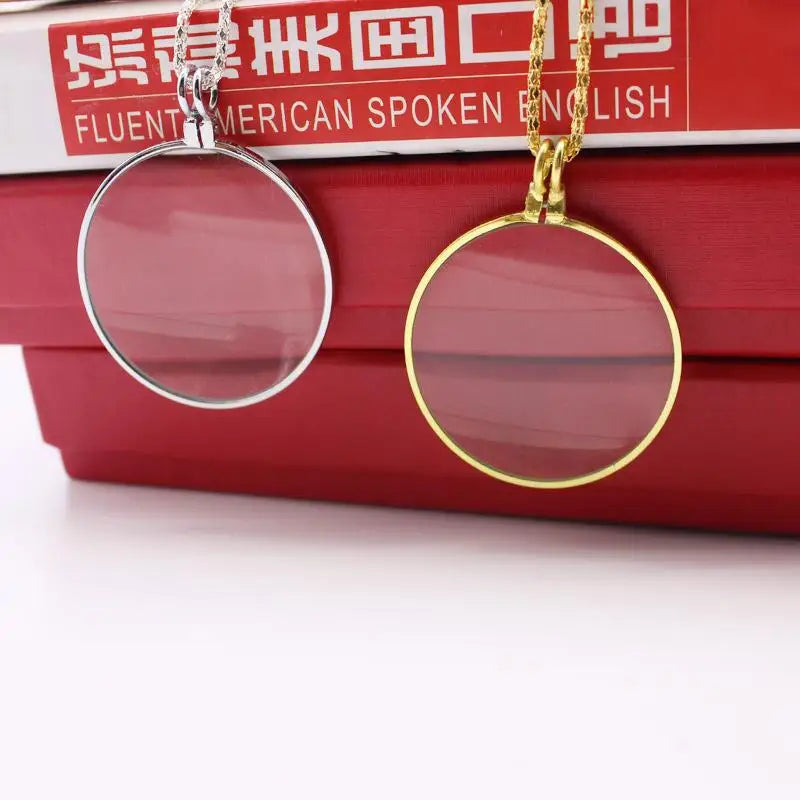 NEW Decorative Monocle Necklace With 5x Magnifier Magnifying Glass Pendant Gold Silver Plated Chain Necklace For Women Jewelry