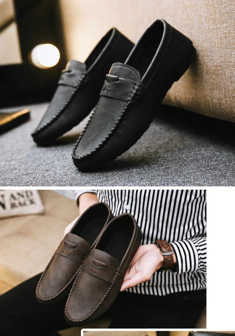 Shose Men Casual Leather Boat Shoes Male Walking New Breathable Summer Lazy Driving Soft Soles Men's Loafers Sapatillas Hombre