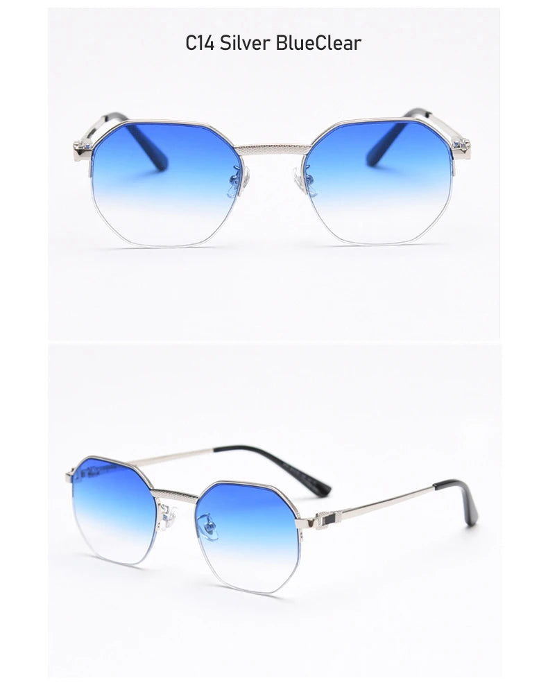 HBK New Square Half Frames Sunglasses Men Fashion Metal Luxury Brand Design Eyeglasses for 2022 Women High Quality Eyewear  Men