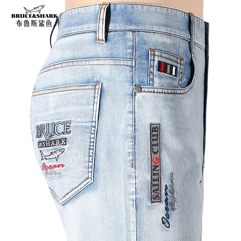 Bruce&Shark 2024 New Summer Men's Jeans Stretch Cotton Straight Leg Jeans for Men Casual Fashion Denim Jeans man pants  8517